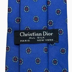Dior Royal Blue Patterned 100% Silk Tie